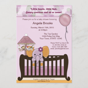 Convite para Chá de fraldas ELEPHANT em Orquídea