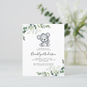 Convite para Chá de fraldas Eucalyptus Urso BUDGET
