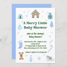 Convite para Chá de fraldas Feliz Azul