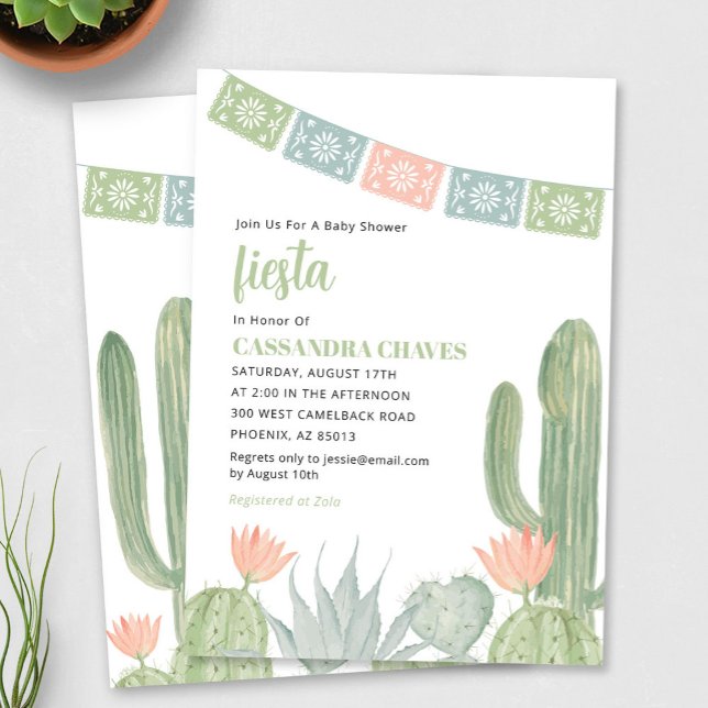 Convite para Chá de fraldas Fiesta, Chá de fraldas (Fiesta Baby Shower Invitation)