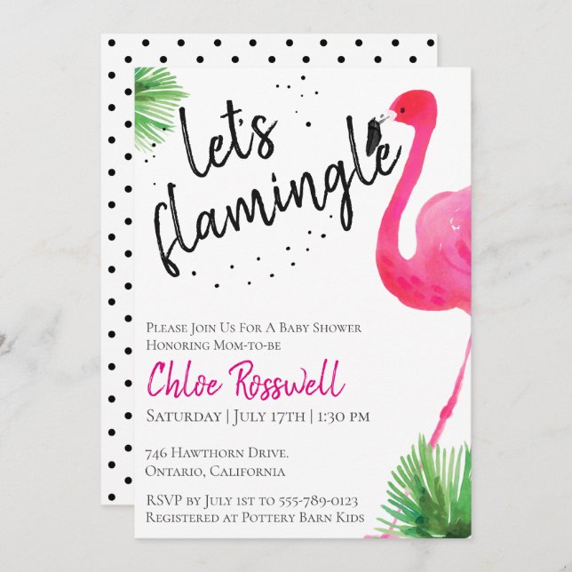 Convite para Chá de fraldas Flamingle do vamos (Frente/Verso)