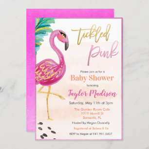 Convite para Chá de fraldas Flamingo de Watercolor