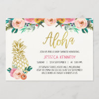 Convite para Chá de fraldas Floral Aloha Pineapple