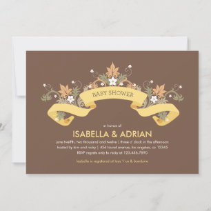 Convite para Chá de fraldas Floral Banner
