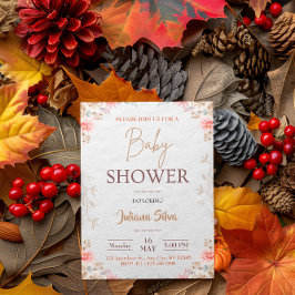 Convite para Chá de fraldas Floral Beige Cute