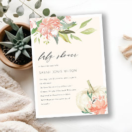 Convite para Chá de fraldas Floral Blush de Pumpki