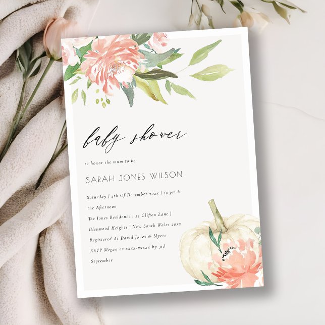 Convite para Chá de fraldas Floral Blush de Pumpki (Criador carregado)