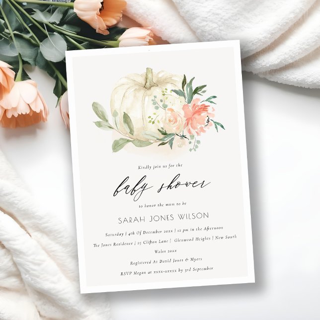 Convite para Chá de fraldas Floral Blush de Pumpki (Criador carregado)