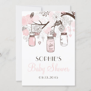 Convite para Chá de fraldas Floral BlushPink Maso