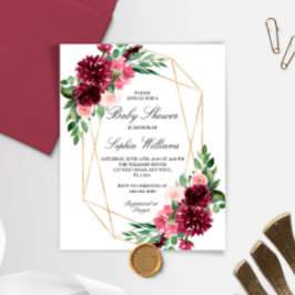 Convite para Chá de fraldas Floral Bohemian de Orç