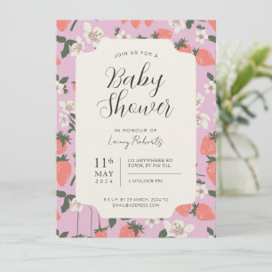Convite para Chá de fraldas Floral Boho Stawberry