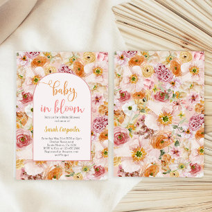 Convite para chá de fraldas floral brilhante de Ve