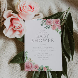 Convite para Chá de fraldas Floral Cor-de-Rosa Ele