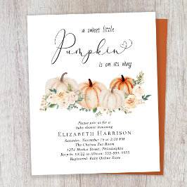 Convite para Chá de fraldas Floral de Abóbora de O