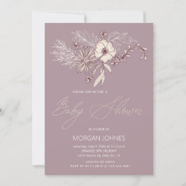 Convite para Chá de fraldas Floral de Creme Modern