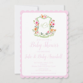 Convite para Chá de fraldas Floral de Crest de Aqu