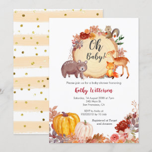 Convite para Chá de fraldas Floral de Floresta