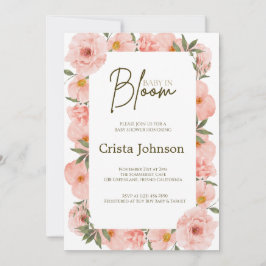 Convite para Chá de fraldas Floral de Peach refina