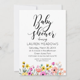 Convite para Chá de fraldas Floral de primavera Wa