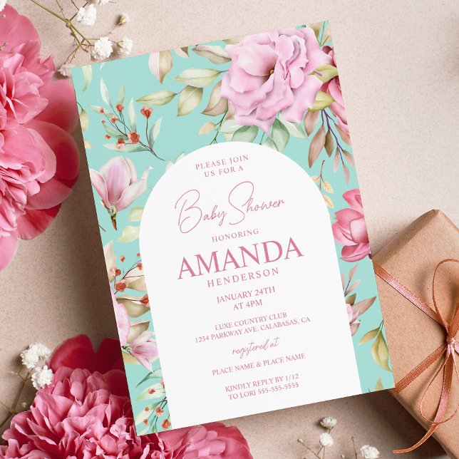 Convite para Chá de fraldas Floral do Jardim do Pa (Criador carregado)