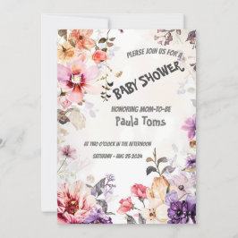 Convite para Chá de fraldas Floral Elegante
