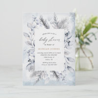 Convite para Chá de fraldas Floral Elegante Azul I