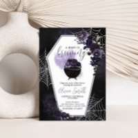 Convite para Chá de fraldas Floral Gótico Roxo