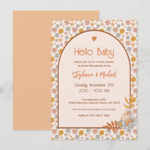 Convite para Chá de fraldas Floral Retro Boho