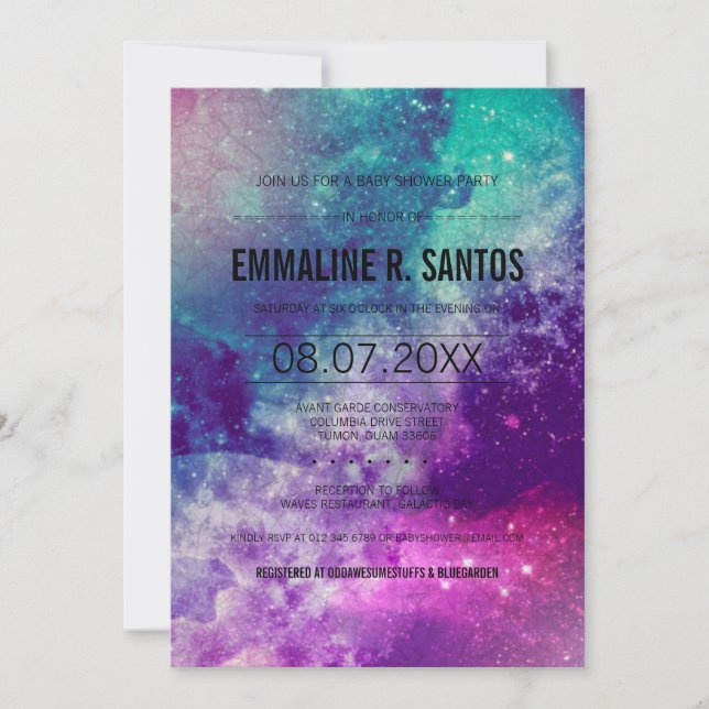 Convite para Chá de fraldas Galaxy (Frente)