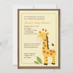 Convite para Chá de fraldas Giraffe Adventure 5x7