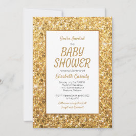 Convite para Chá de fraldas Glitter Dourado Sparkl