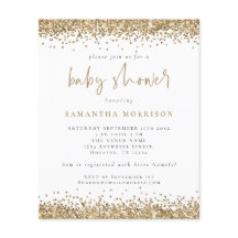 Convite para Chá de fraldas Glitter Girl Dourado d