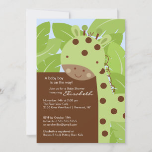 Convite para Chá de fraldas Green Giraffe
