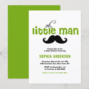 Convite para Chá de fraldas Green Little Man Must