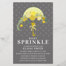 Convite para Chá de fraldas Guarda-chuvas Amarelo 