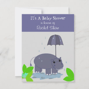 Convite para Chá de fraldas Hippopotamus Roxo