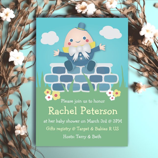 Convite para Chá de fraldas Humpty Bastante Azul (Blue Cute Humpty Dumpty Baby Shower Invitation
)