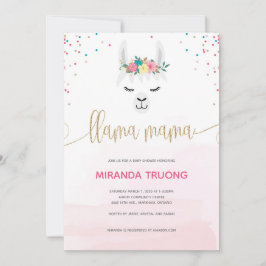Convite para Chá de fraldas Llama Mama