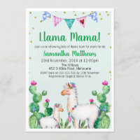 Convite para Chá de fraldas Llama Mama