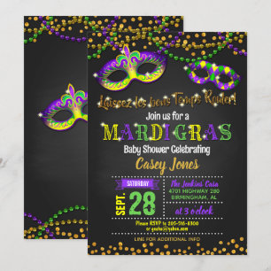 Convite para Chá de fraldas Mardi Gras