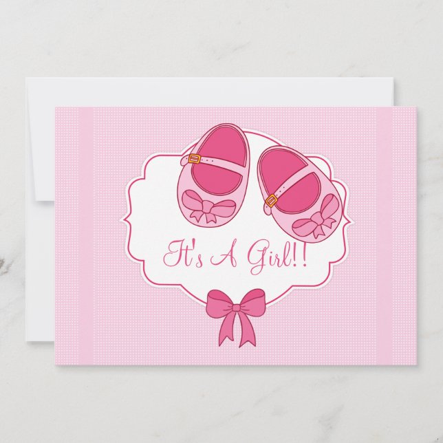 Convite para Chá de fraldas "Mary Janes" bonito (Frente)