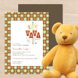 Convite para Chá de fraldas Moderno do meio século