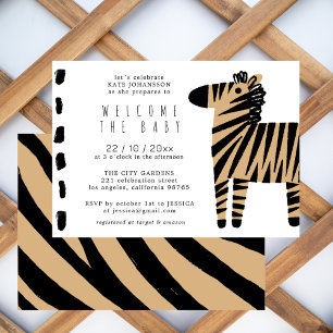 Convite para Chá de fraldas Natural de Boro Zebra 