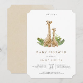 Convite para Chá de fraldas Neutral Boho Giraffe