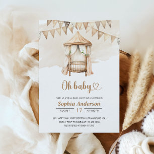 Convite para Chá de fraldas Neutral Boho - Oh tema