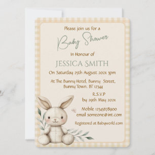 Convite para Chá de fraldas Neutro de Boho Bunny