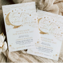 Convite para Chá de fraldas Neutro de Estrelas Bri