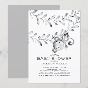 Convite para Chá de fraldas Neutro de Macaco Selv