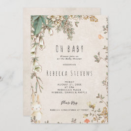 convite para chá de fraldas neutro do coelho de fl