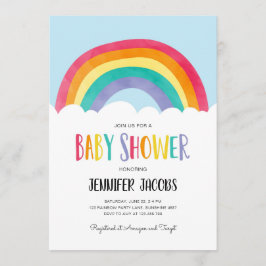 Convite para Chá de fraldas Neutro do Rainbow Blue